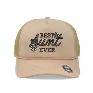 Best Aunt Ever Embroidered 5 Panel Rope Trucker Hat - Khaki